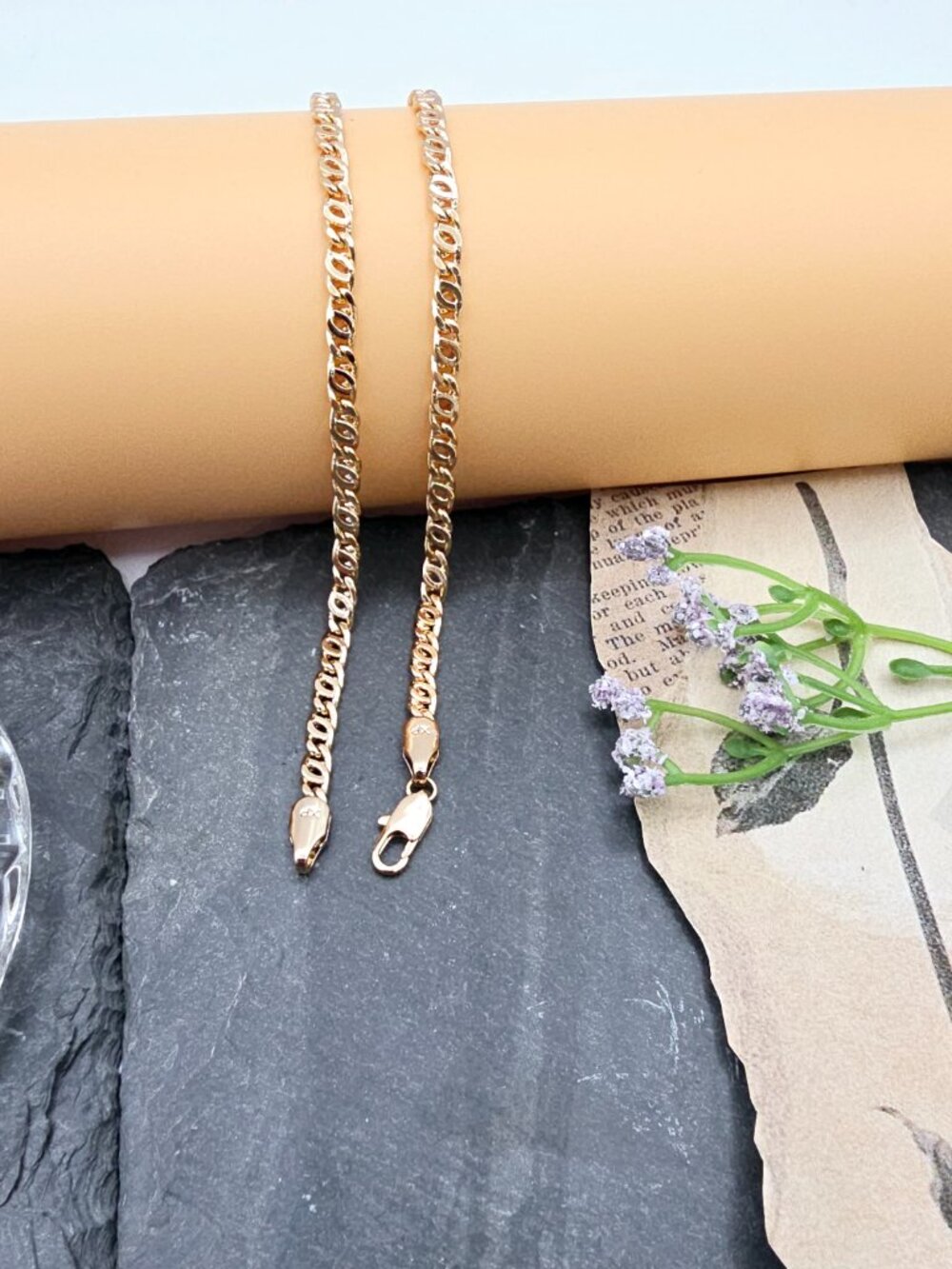 Rose Gold Figaro Chain Necklace – 19.7"" Gold Plated Unisex Jewelry, XPNL0001 - Picture 2 of 11